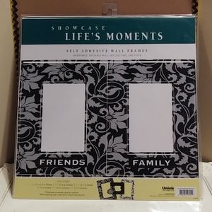 2 Pks Self Adhesive Black Floral Wall Frames NEW